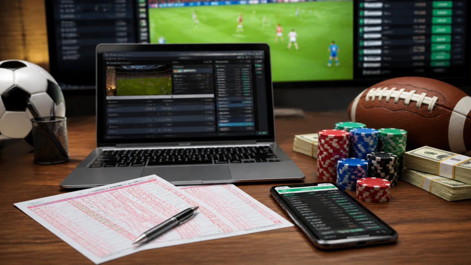 Come valutare il miglior bookmaker non aams Desk di scommesse con laptop e ricevute per bookmaker non AAMS