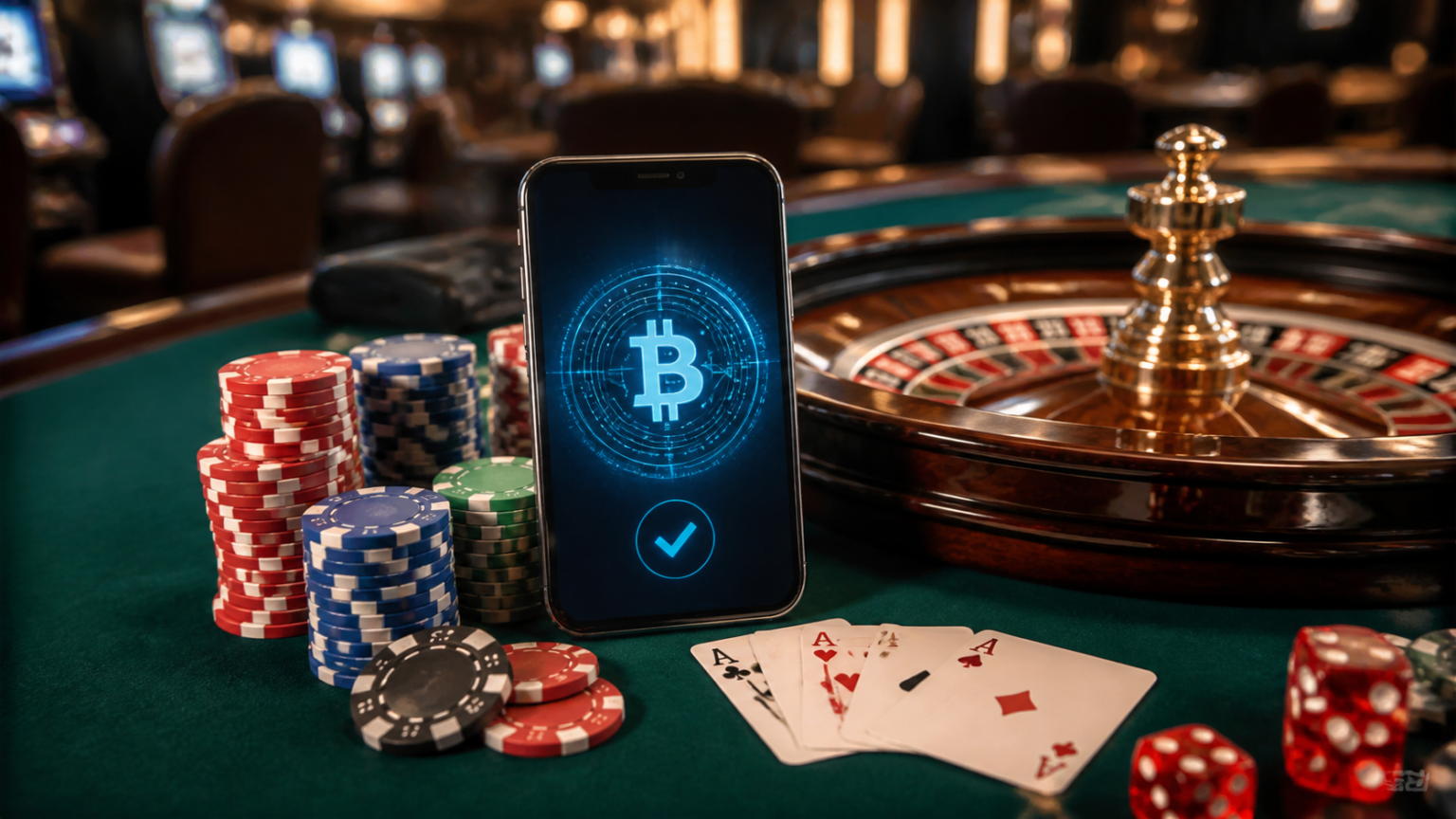How a crypto casino Changes the Online Gaming Experience Casino table with smartphone showing crypto payment
