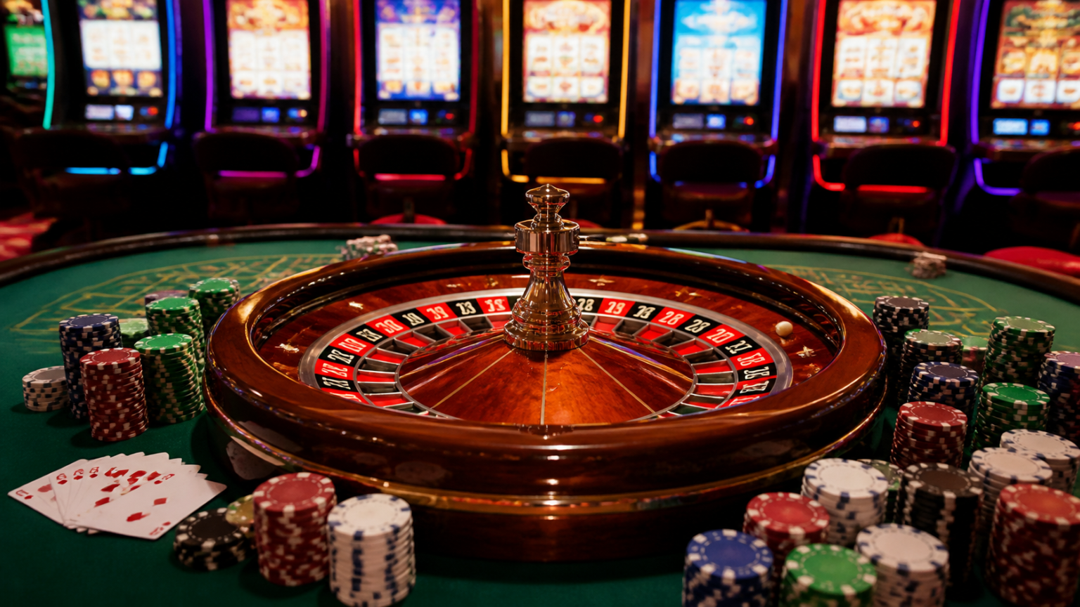 Poker Poker Room Non AAMS: Differenze tra Piattaforme e Servizi Offerti Casino table with cards, chips, and roulette wheel