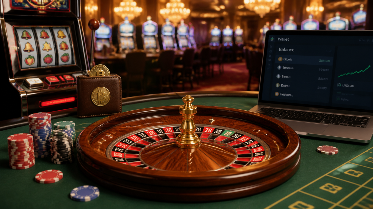 Online Crypto Casino Guide: What Players Should Know Casino setup with crypto wallet and gaming elements